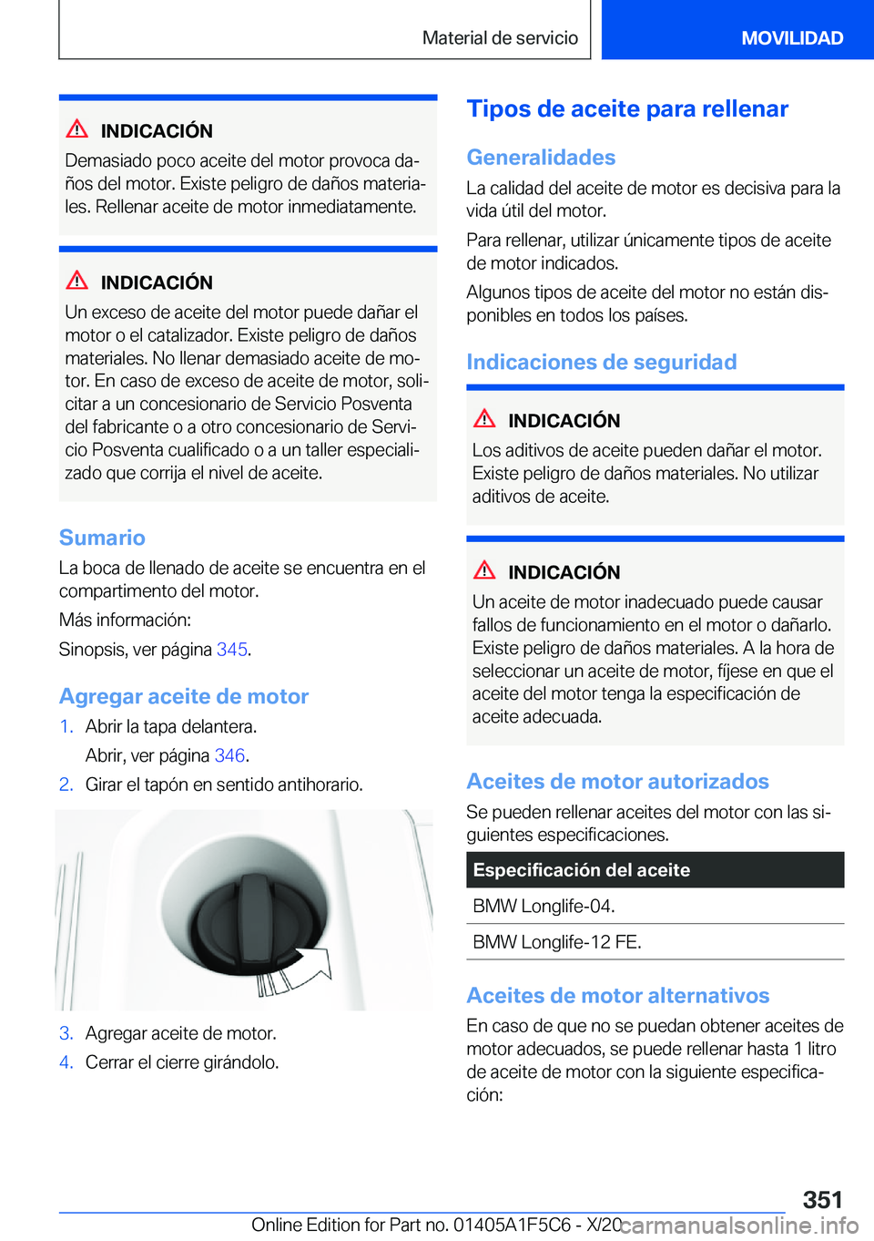 BMW X4 M 2021  Manuales de Empleo (in Spanish) �I�N�D�I�C�A�C�I�