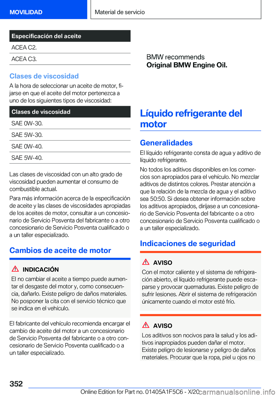 BMW X4 M 2021  Manuales de Empleo (in Spanish) �E�s�p�e�c�i�f�i�c�a�c�i�