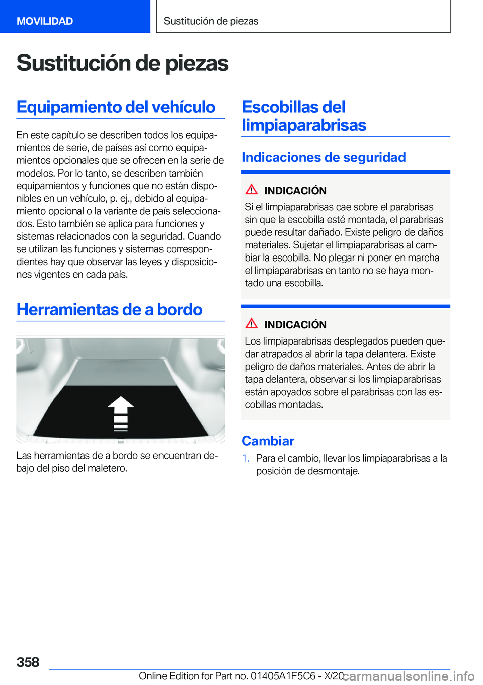 BMW X4 M 2021  Manuales de Empleo (in Spanish) �S�u�s�t�i�t�u�c�i�