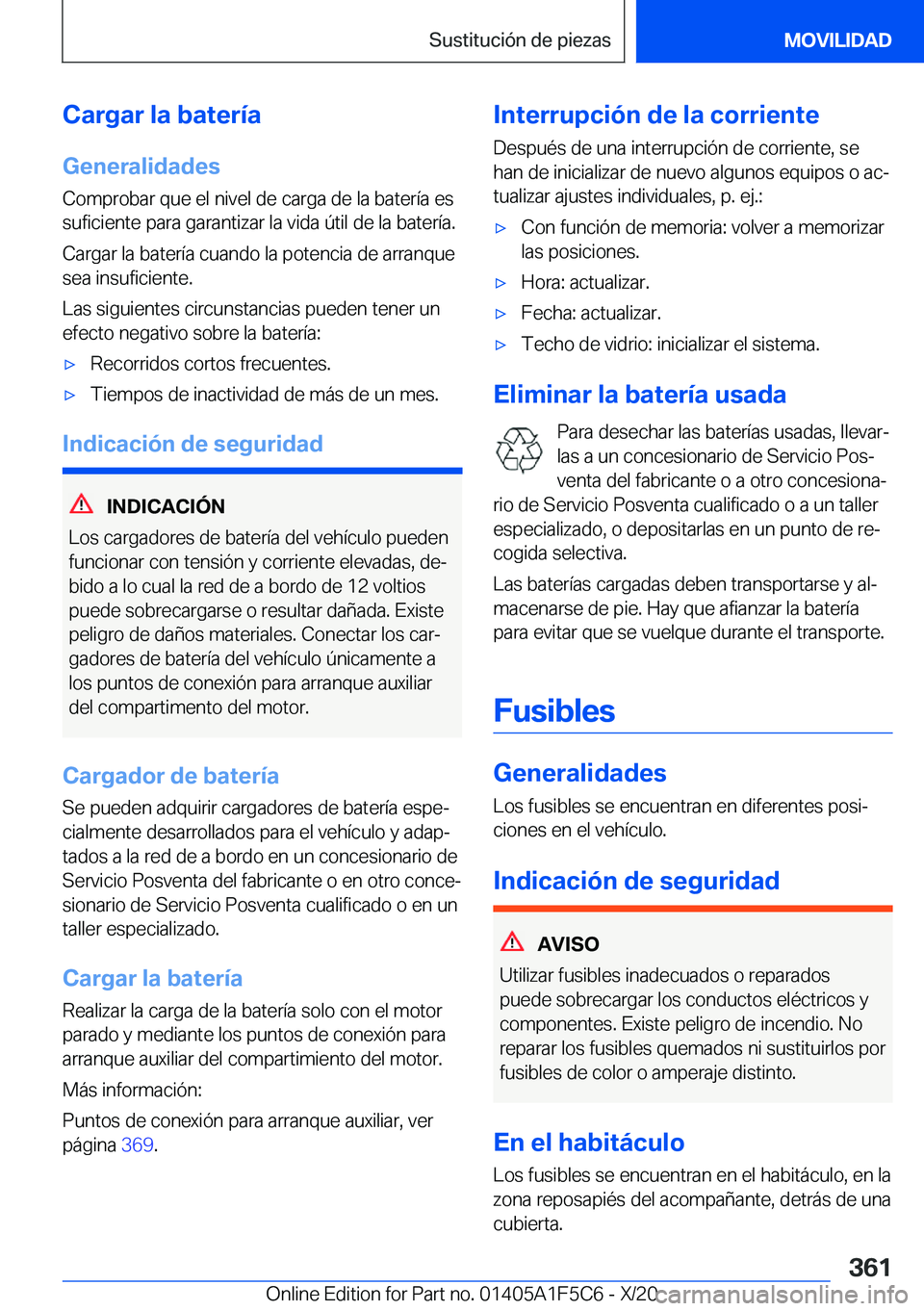 BMW X4 M 2021  Manuales de Empleo (in Spanish) �C�a�r�g�a�r��l�a��b�a�t�e�r�