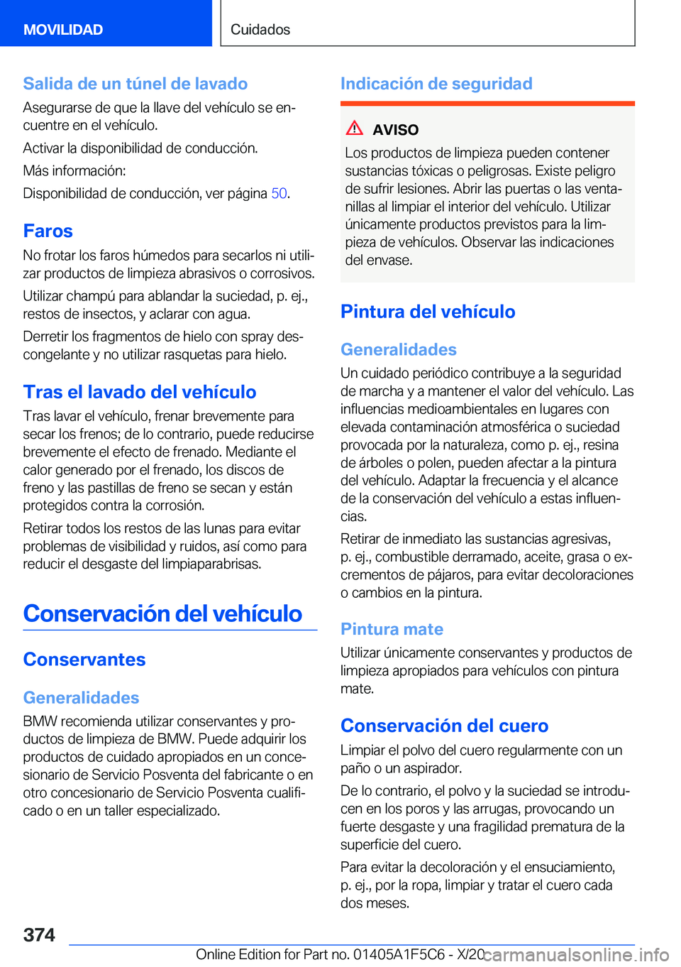 BMW X4 M 2021  Manuales de Empleo (in Spanish) �S�a�l�i�d�a��d�e��u�n��t�