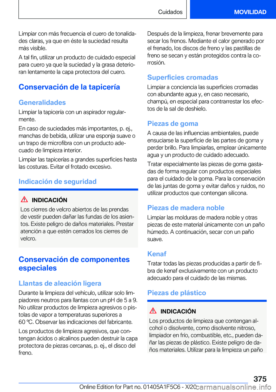 BMW X4 M 2021  Manuales de Empleo (in Spanish) �L�i�m�p�i�a�r��c�o�n��m�