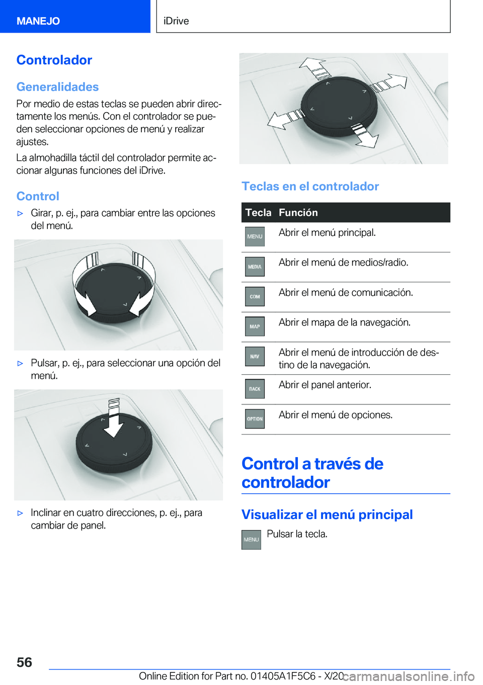 BMW X4 M 2021  Manuales de Empleo (in Spanish) �C�o�n�t�r�o�l�a�d�o�r
�G�e�n�e�r�a�l�i�d�a�d�e�s
�P�o�r��m�e�d�i�o��d�e��e�s�t�a�s��t�e�c�l�a�s��s�e��p�u�e�d�e�n��a�b�r�i�r��d�i�r�e�cª �t�a�m�e�n�t�e��l�o�s��m�e�n�