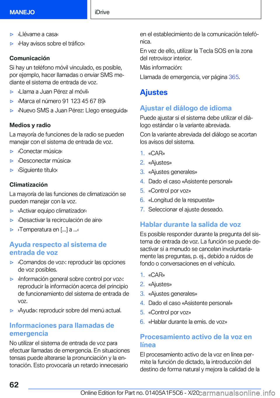BMW X4 M 2021  Manuales de Empleo (in Spanish) x