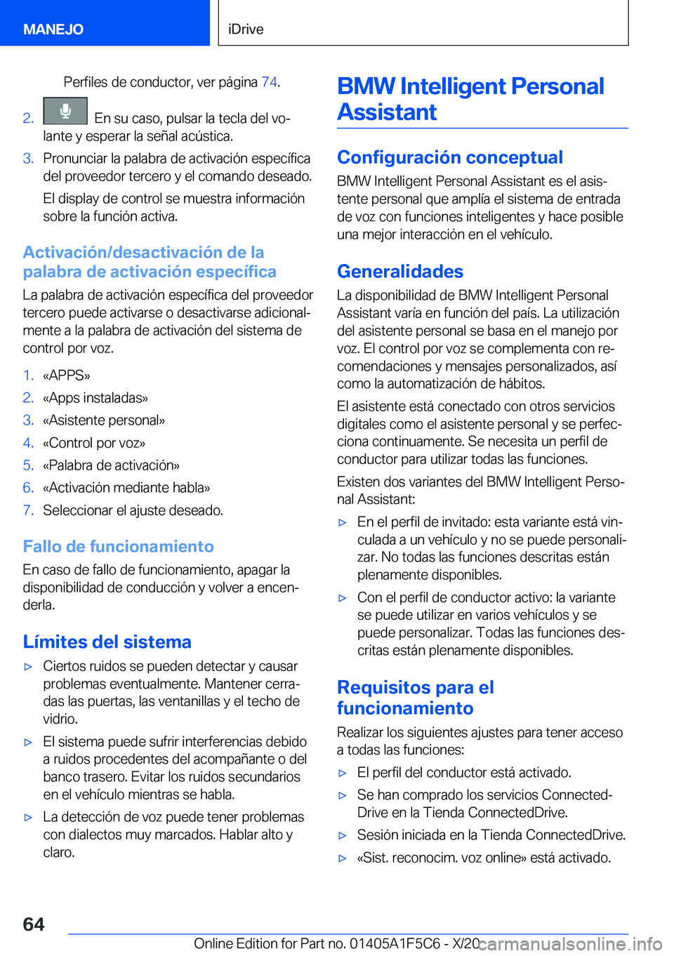 BMW X4 M 2021  Manuales de Empleo (in Spanish) �P�e�r�f�i�l�e�s��d�e��c�o�n�d�u�c�t�o�r�,��v�e�r��p�