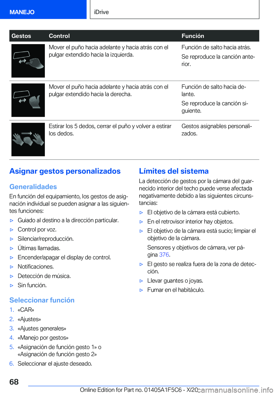 BMW X4 M 2021  Manuales de Empleo (in Spanish) �G�e�s�t�o�s�C�o�n�t�r�o�l�F�u�n�c�i�