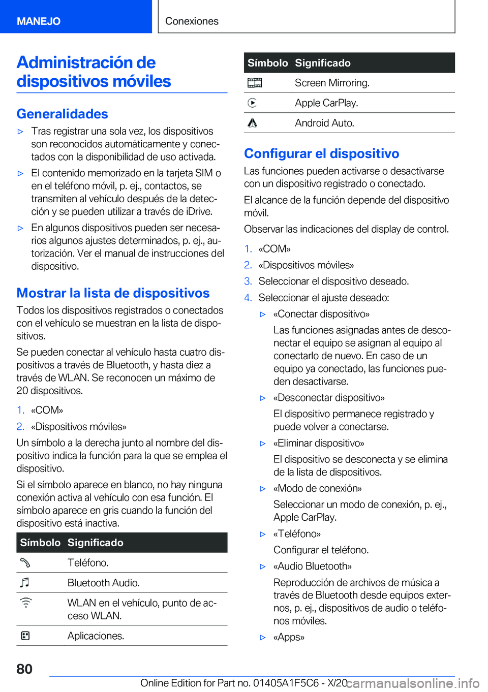 BMW X4 M 2021  Manuales de Empleo (in Spanish) �A�d�m�i�n�i�s�t�r�a�c�i�