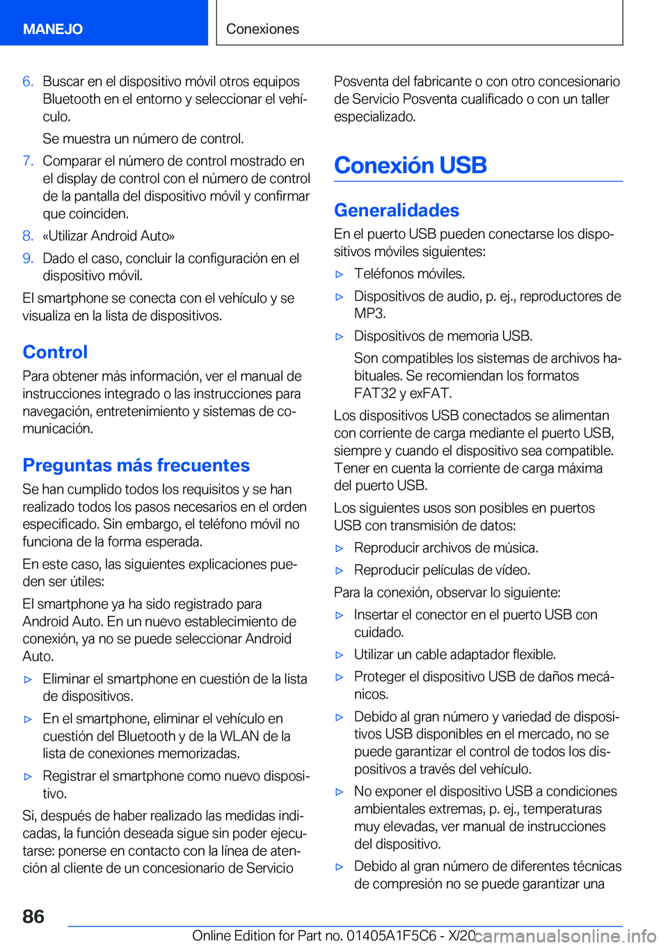 BMW X4 M 2021  Manuales de Empleo (in Spanish) �6�.�B�u�s�c�a�r��e�n��e�l��d�i�s�p�o�s�i�t�i�v�o��m�