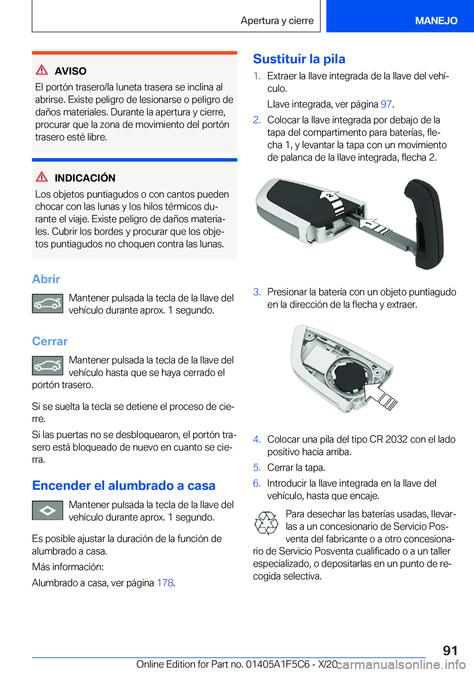 BMW X4 M 2021  Manuales de Empleo (in Spanish) �A�V�I�S�O
�E�l��p�o�r�t�
