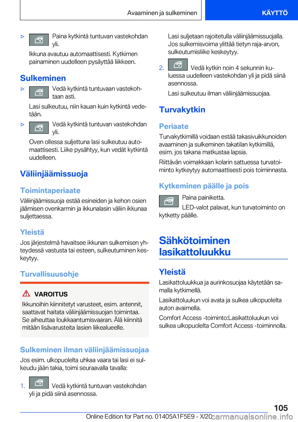 BMW X4 M 2021  Omistajan Käsikirja (in Finnish) 'x�P�a�i�n�a��k�y�t�k�i�n�t�