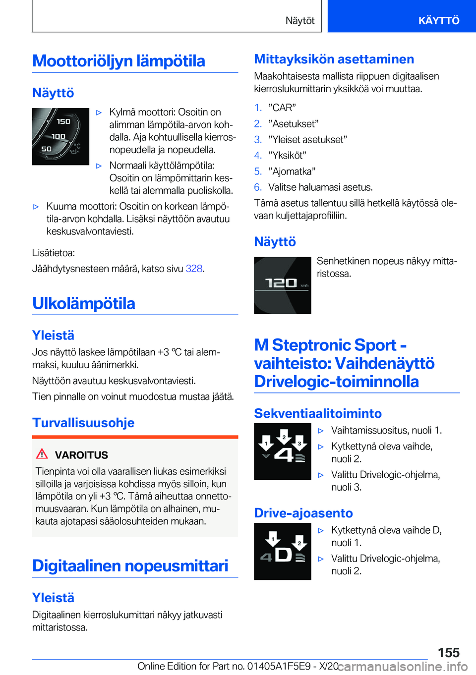BMW X4 M 2021  Omistajan Käsikirja (in Finnish) �M�o�o�t�t�o�r�i�