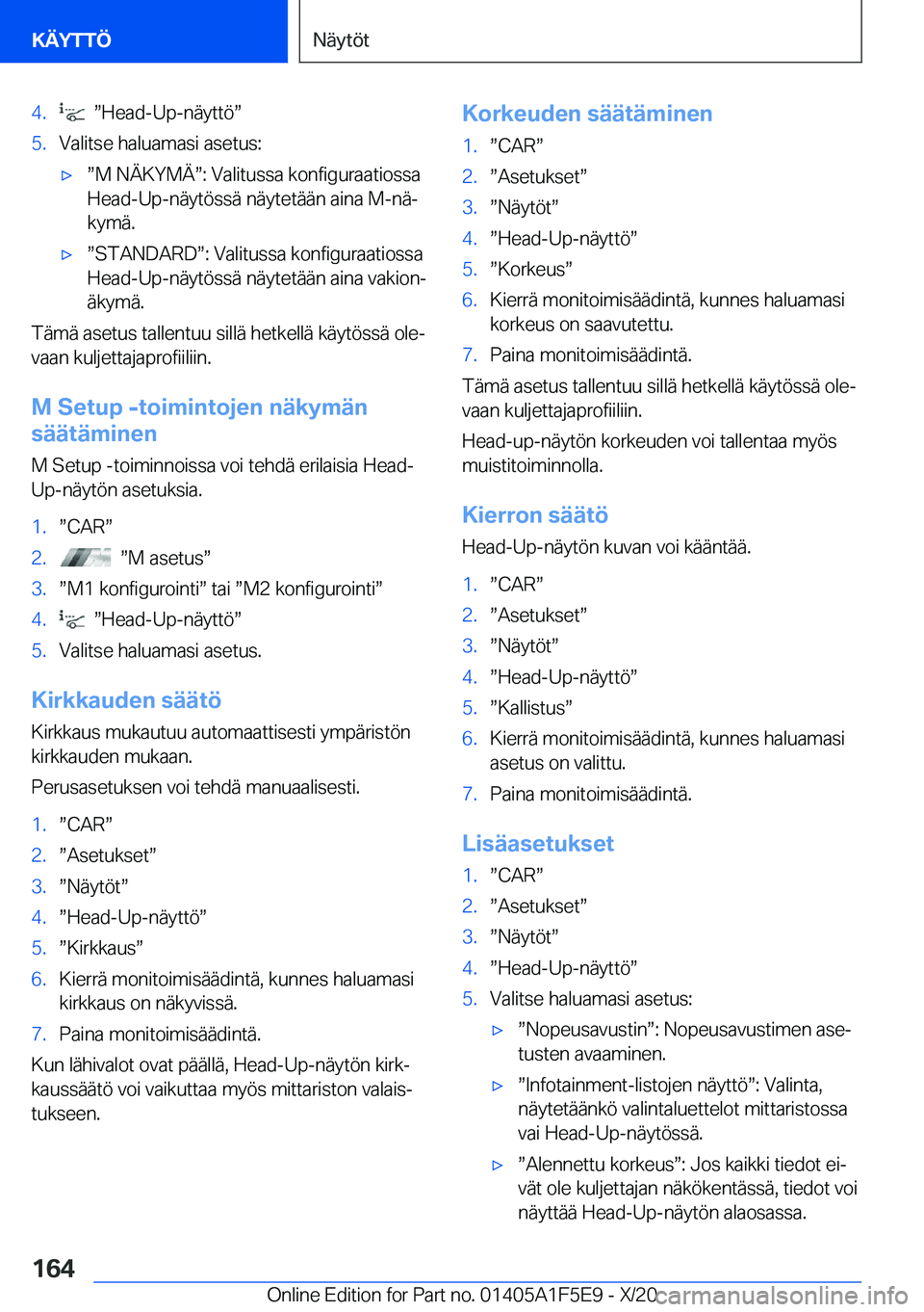 BMW X4 M 2021  Omistajan Käsikirja (in Finnish) �4�.��w�H�e�a�d�-�U�p�-�n�