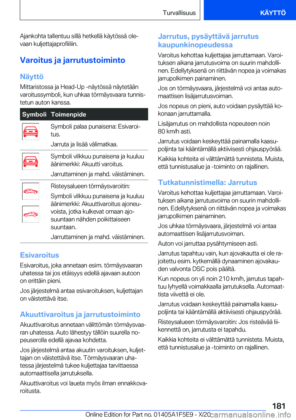 BMW X4 M 2021  Omistajan Käsikirja (in Finnish) �A�j�a�n�k�o�h�t�a��t�a�l�l�e�n�t�u�u��s�i�l�l�