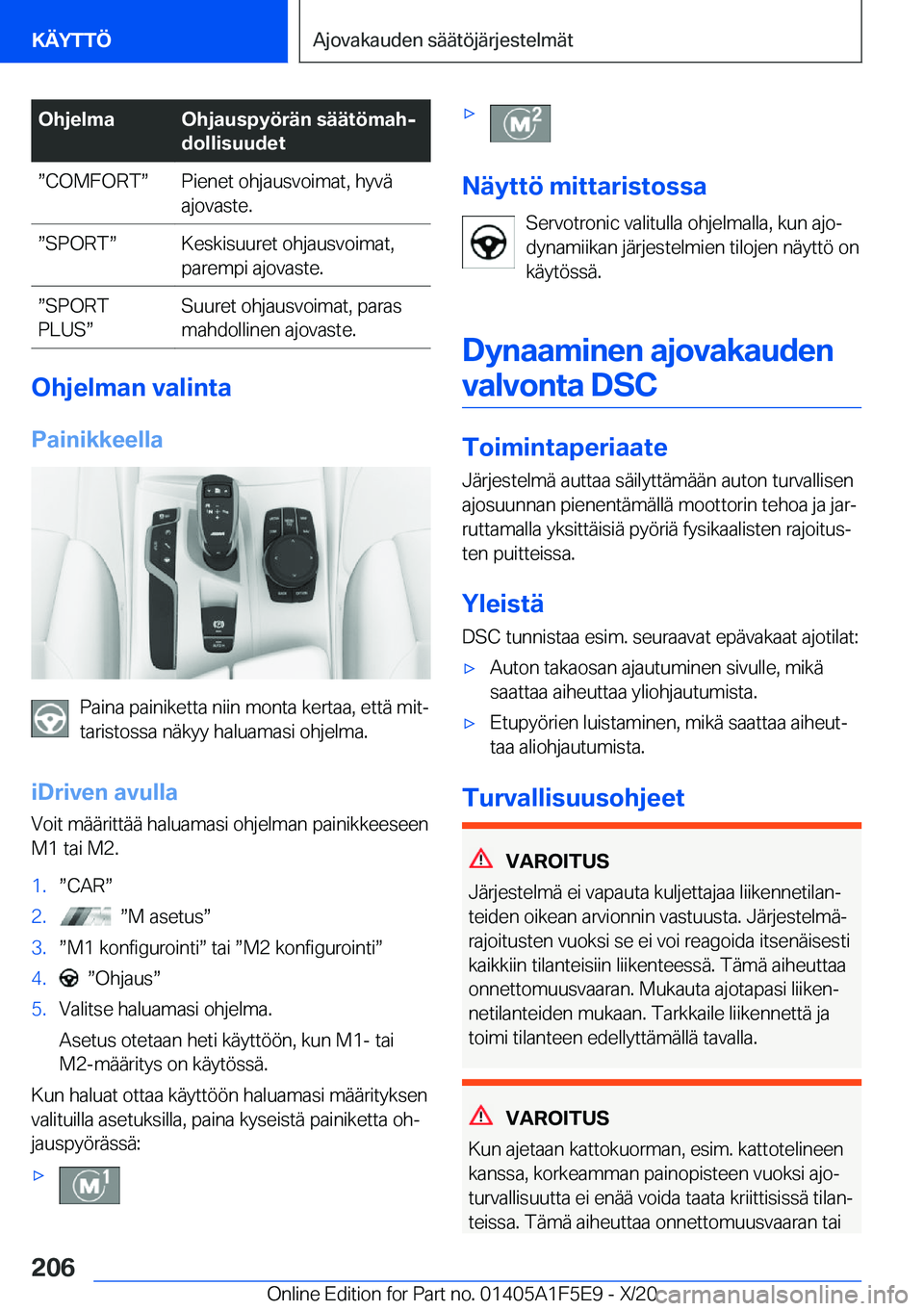 BMW X4 M 2021  Omistajan Käsikirja (in Finnish) �O�h�j�e�l�m�a�O�h�j�a�u�s�p�y�