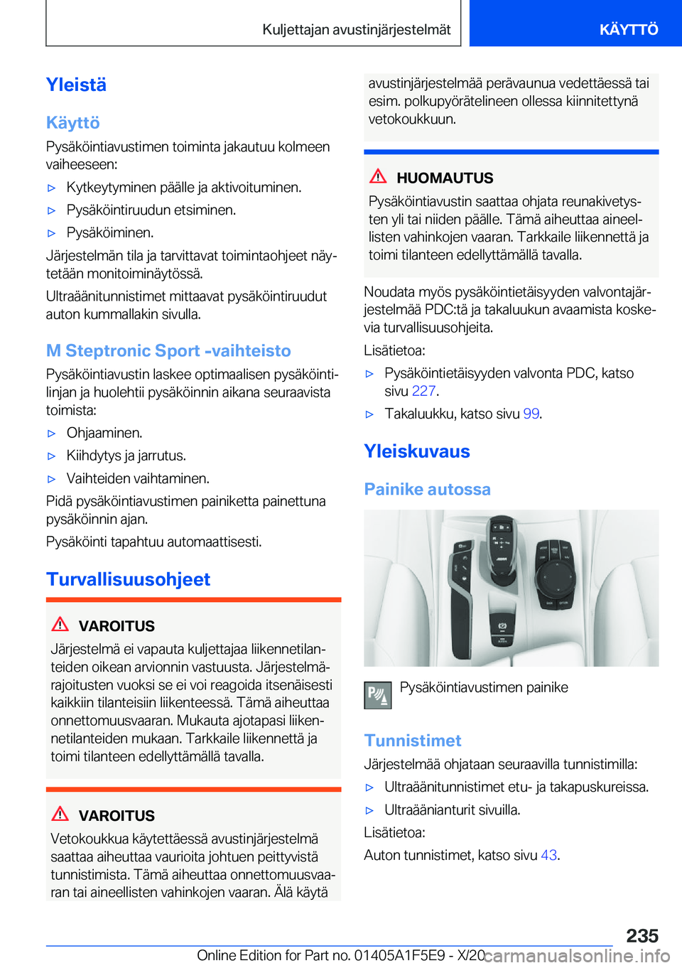 BMW X4 M 2021  Omistajan Käsikirja (in Finnish) �Y�l�e�i�s�t�