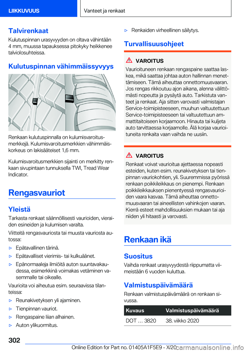 BMW X4 M 2021  Omistajan Käsikirja (in Finnish) �T�a�l�v�i�r�e�n�k�a�a�t�K�u�l�u�t�u�s�p�i�n�n�a�n��u�r�a�s�y�v�y�y�d�e�n��o�n��o�l�t�a�v�a��v�