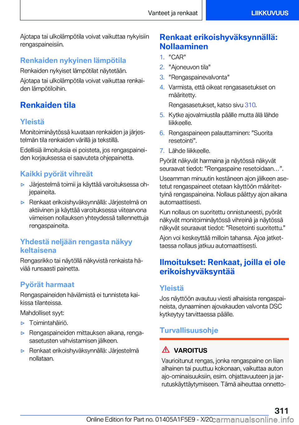BMW X4 M 2021  Omistajan Käsikirja (in Finnish) �A�j�o�t�a�p�a��t�a�i��u�l�k�o�l�