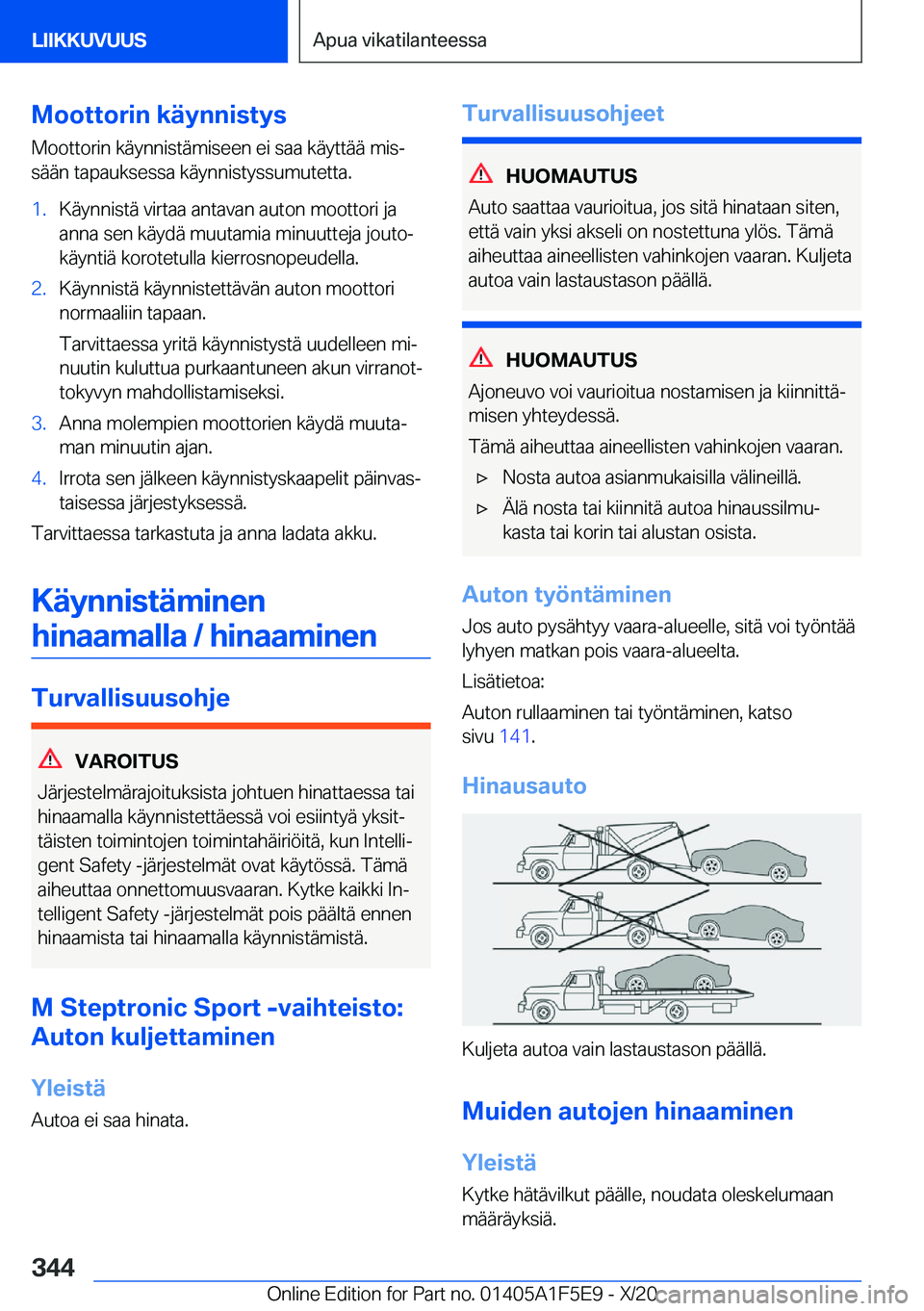 BMW X4 M 2021  Omistajan Käsikirja (in Finnish) �M�o�o�t�t�o�r�i�n��k�