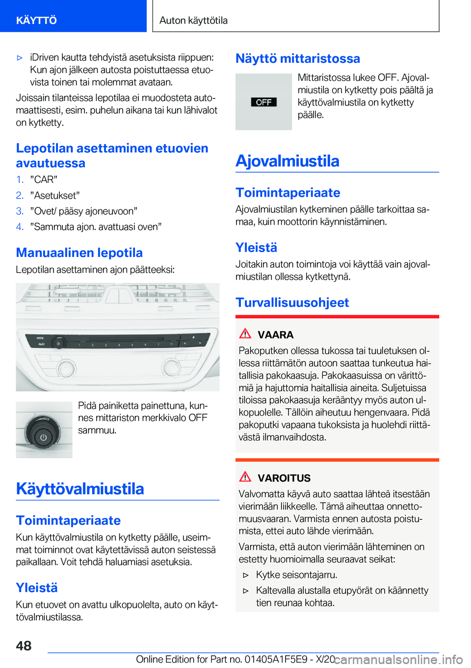 BMW X4 M 2021  Omistajan Käsikirja (in Finnish) 'x�i�D�r�i�v�e�n��k�a�u�t�t�a��t�e�h�d�y�i�s�t�