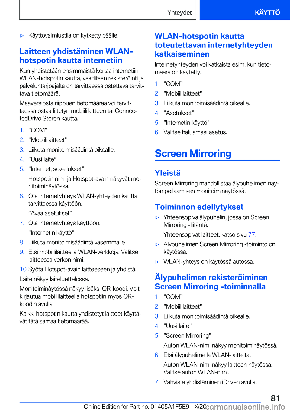 BMW X4 M 2021  Omistajan Käsikirja (in Finnish) 'x�K�