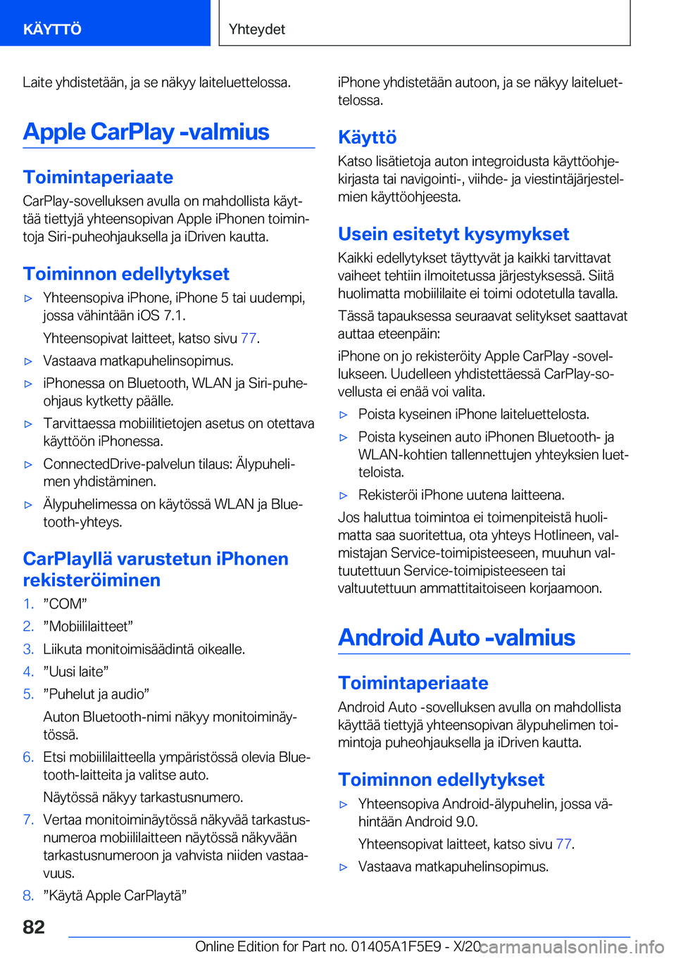 BMW X4 M 2021  Omistajan Käsikirja (in Finnish) �L�a�i�t�e��y�h�d�i�s�t�e�t�