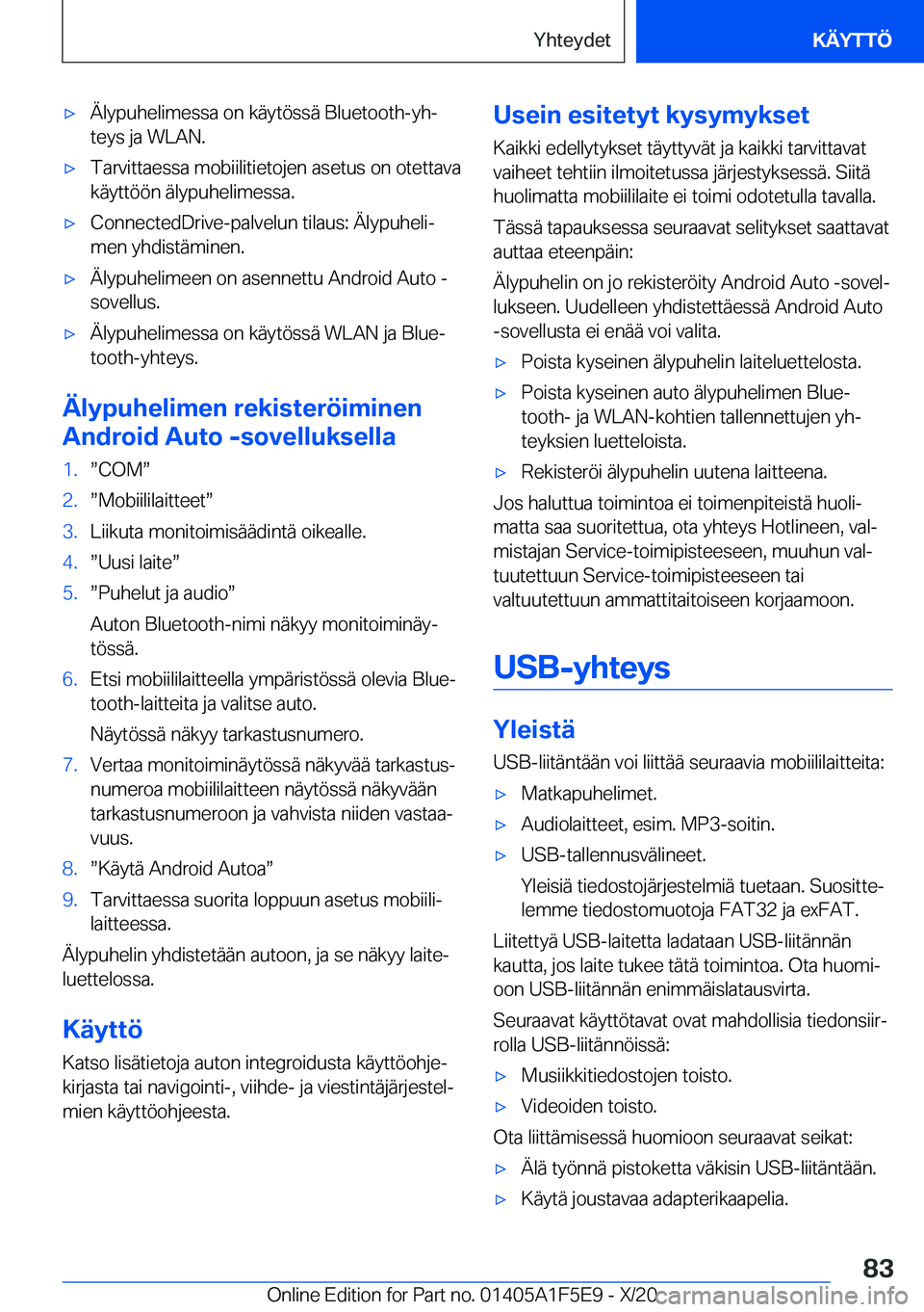 BMW X4 M 2021  Omistajan Käsikirja (in Finnish) 'x�