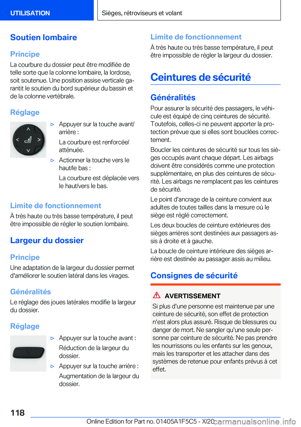 BMW X4 M 2021  Notices Demploi (in French) �S�o�u�t�i�e�n��l�o�m�b�a�i�r�e�P�r�i�n�c�i�p�e
�L�a��c�o�u�r�b�u�r�e��d�u��d�o�s�s�i�e�r��p�e�u�t��ê�t�r�e��m�o�d�i�f�i�é�e��d�e
�t�e�l�l�e��s�o�r�t�e��q�u�e��l�a��c�o�l�o�n�n�e��l�o�m
