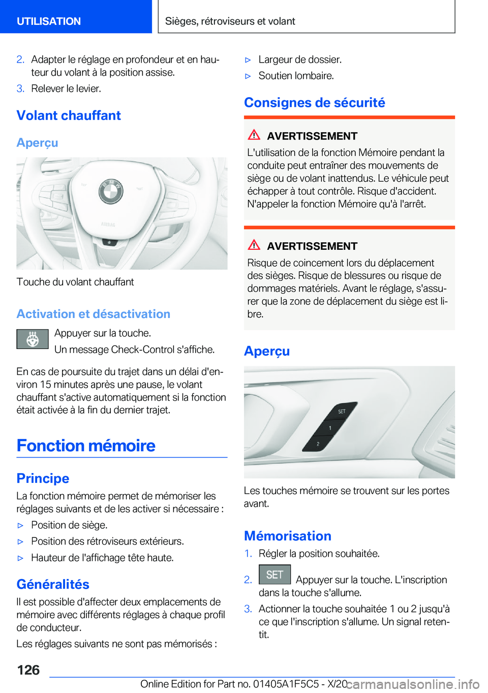 BMW X4 M 2021  Notices Demploi (in French) �2�.�A�d�a�p�t�e�r��l�e��r�é�g�l�a�g�e��e�n��p�r�o�f�o�n�d�e�u�r��e�t��e�n��h�a�uj�t�e�u�r��d�u��v�o�l�a�n�t��