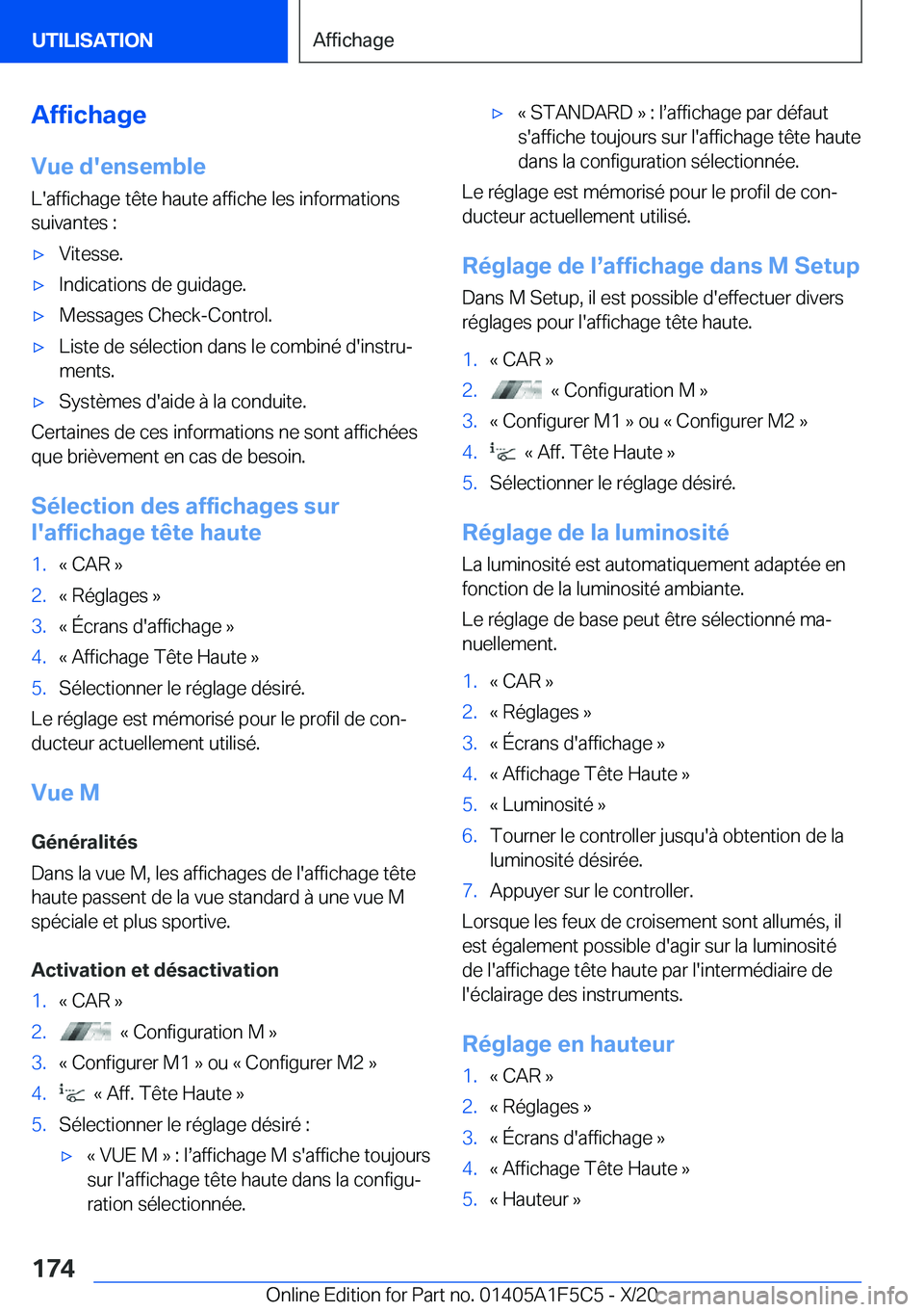 BMW X4 M 2021  Notices Demploi (in French) �A�f�f�i�c�h�a�g�e
�V�u�e��d�'�e�n�s�e�m�b�l�e �L�'�a�f�f�i�c�h�a�g�e��t�ê�t�e��h�a�u�t�e��a�f�f�i�c�h�e��l�e�s��i�n�f�o�r�m�a�t�i�o�n�s
�s�u�i�v�a�n�t�e�s��:'x�V�i�t�e�s�s�e�.'