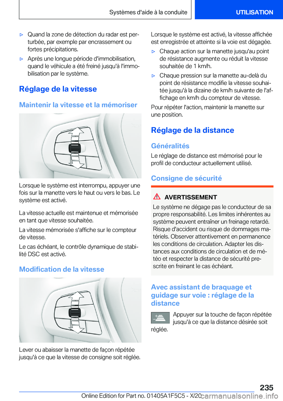 BMW X4 M 2021  Notices Demploi (in French) 'x�Q�u�a�n�d��l�a��z�o�n�e��d�e��d�é�t�e�c�t�i�o�n��d�u��r�a�d�a�r��e�s�t��p�e�rj�t�u�r�b�é�e�,��p�a�r��e�x�e�m�p�l�e��p�a�r��e�n�c�r�a�s�s�e�m�e�n�t��o�u�f�o�r�t�e�s��p�r�é�c�i�