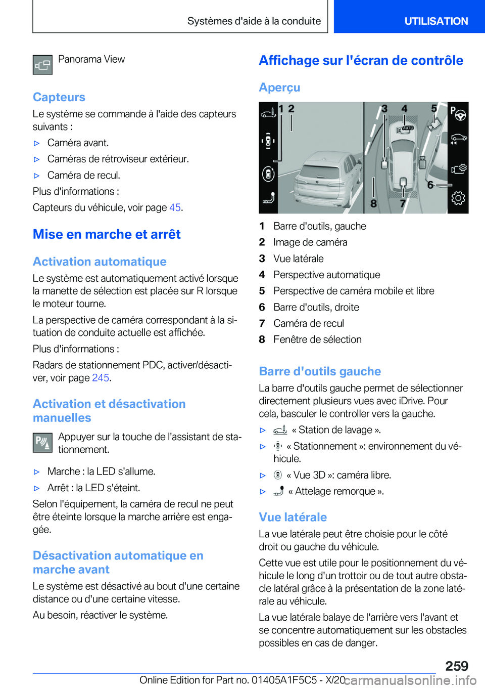 BMW X4 M 2021  Notices Demploi (in French) �P�a�n�o�r�a�m�a��V�i�e�w
�C�a�p�t�e�u�r�s
�L�e��s�y�s�t�è�m�e��s�e��c�o�m�m�a�n�d�e��