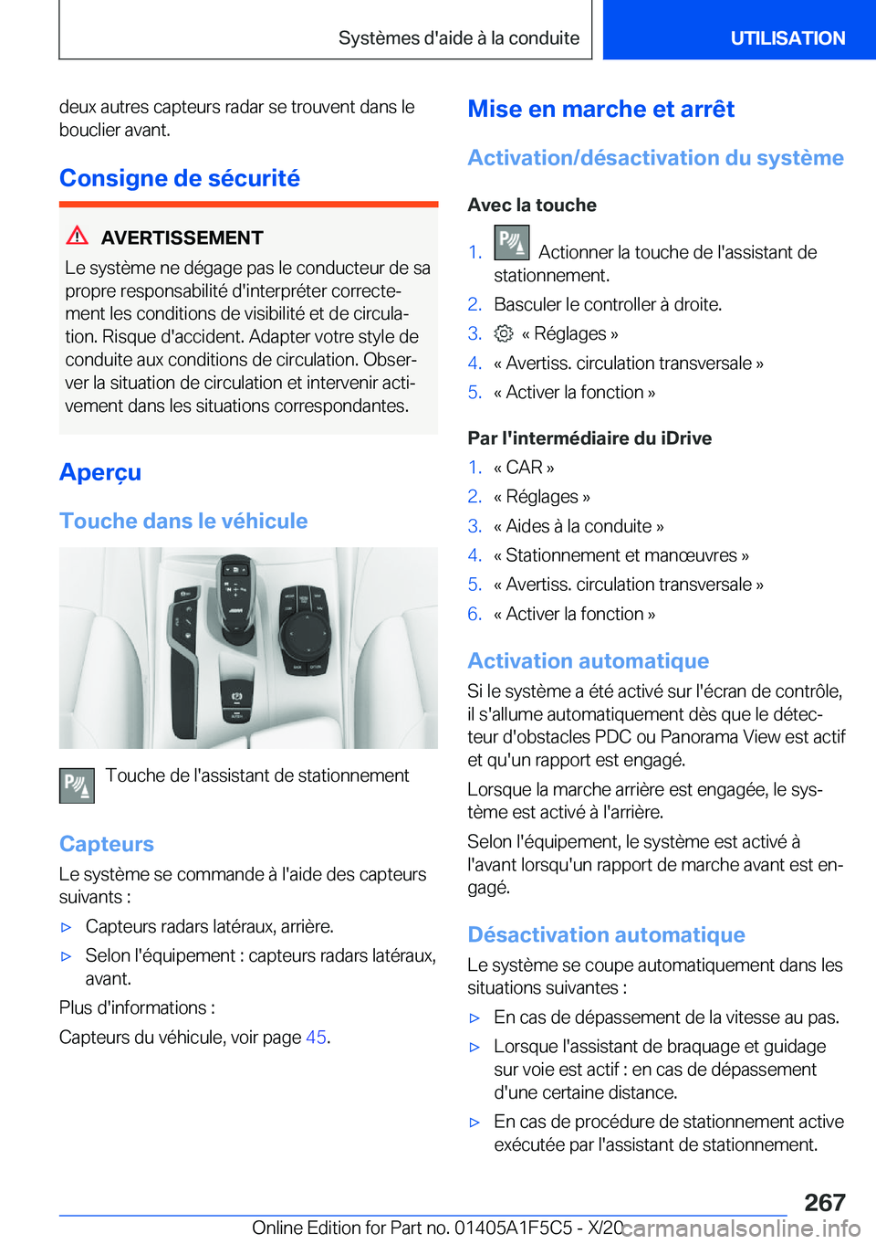 BMW X4 M 2021  Notices Demploi (in French) �d�e�u�x��a�u�t�r�e�s��c�a�p�t�e�u�r�s��r�a�d�a�r��s�e��t�r�o�u�v�e�n�t��d�a�n�s��l�e
�b�o�u�c�l�i�e�r��a�v�a�n�t�.
�C�o�n�s�i�g�n�e��d�e��s�é�c�u�r�i�t�é
�A�V�E�R�T�I�S�S�E�M�E�N�T
�L�e�