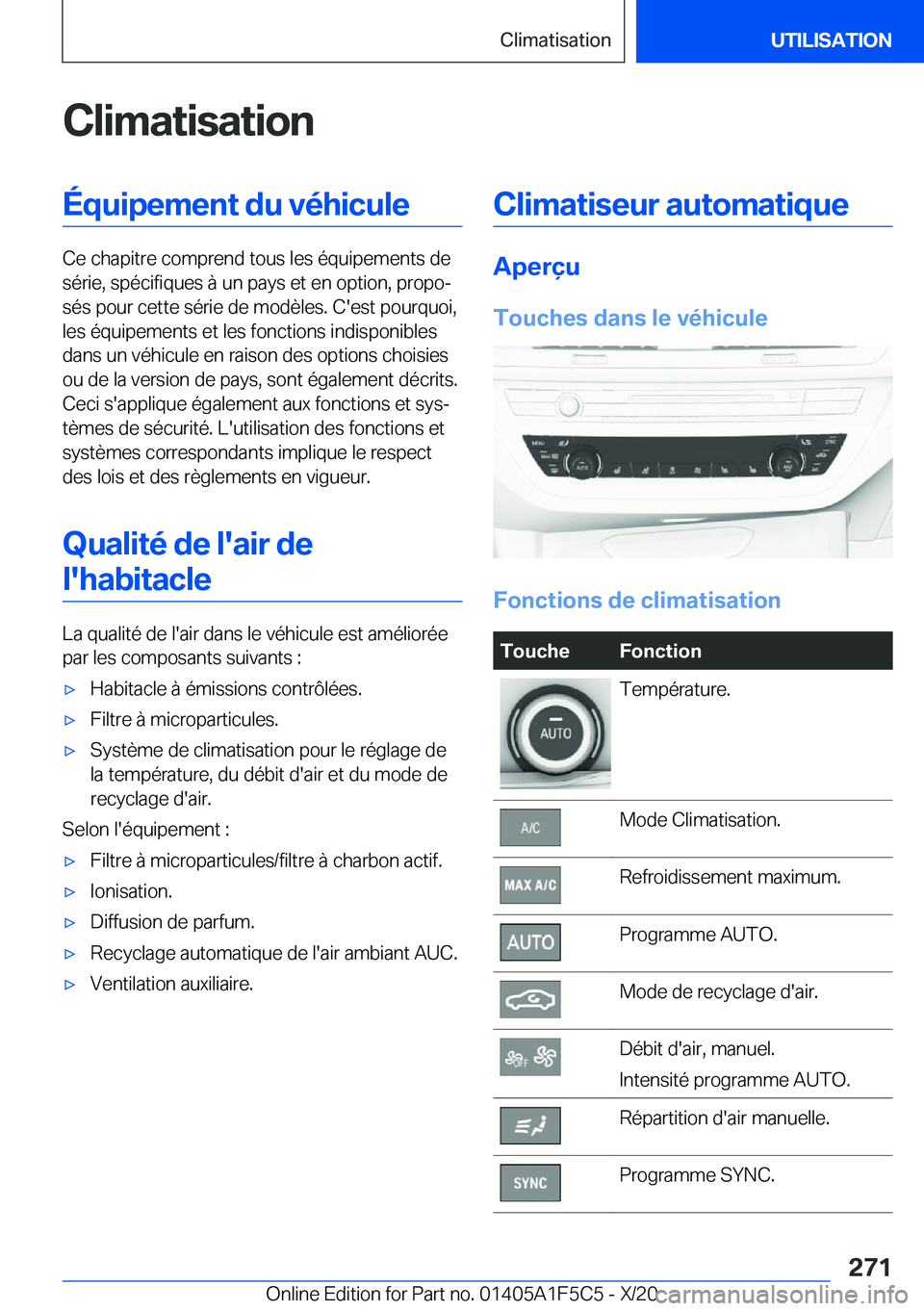 BMW X4 M 2021  Notices Demploi (in French) �C�l�i�m�a�t�i�s�a�t�i�o�n�