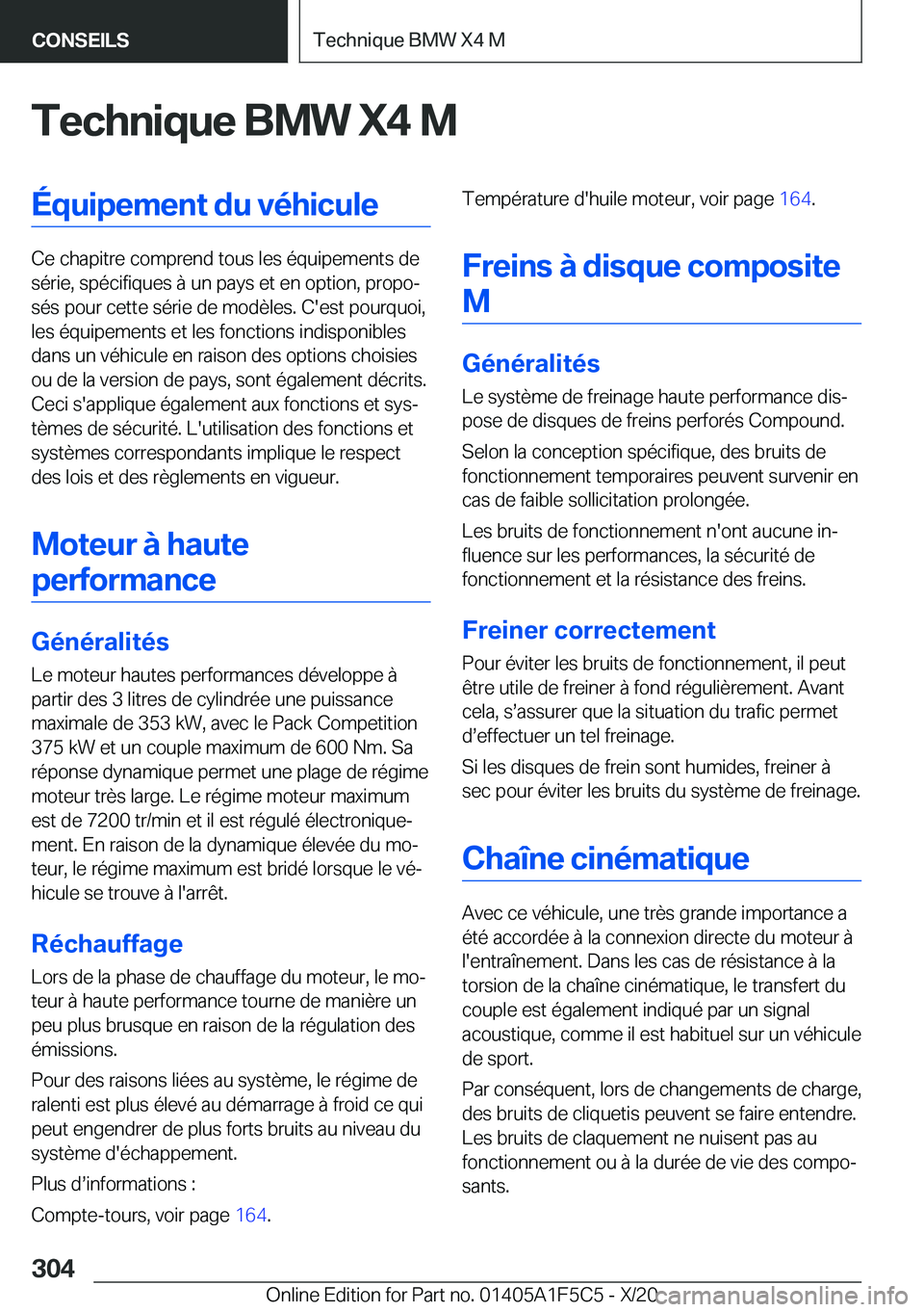 BMW X4 M 2021  Notices Demploi (in French) �T�e�c�h�n�i�q�u�e��B�M�W��X�4��M�