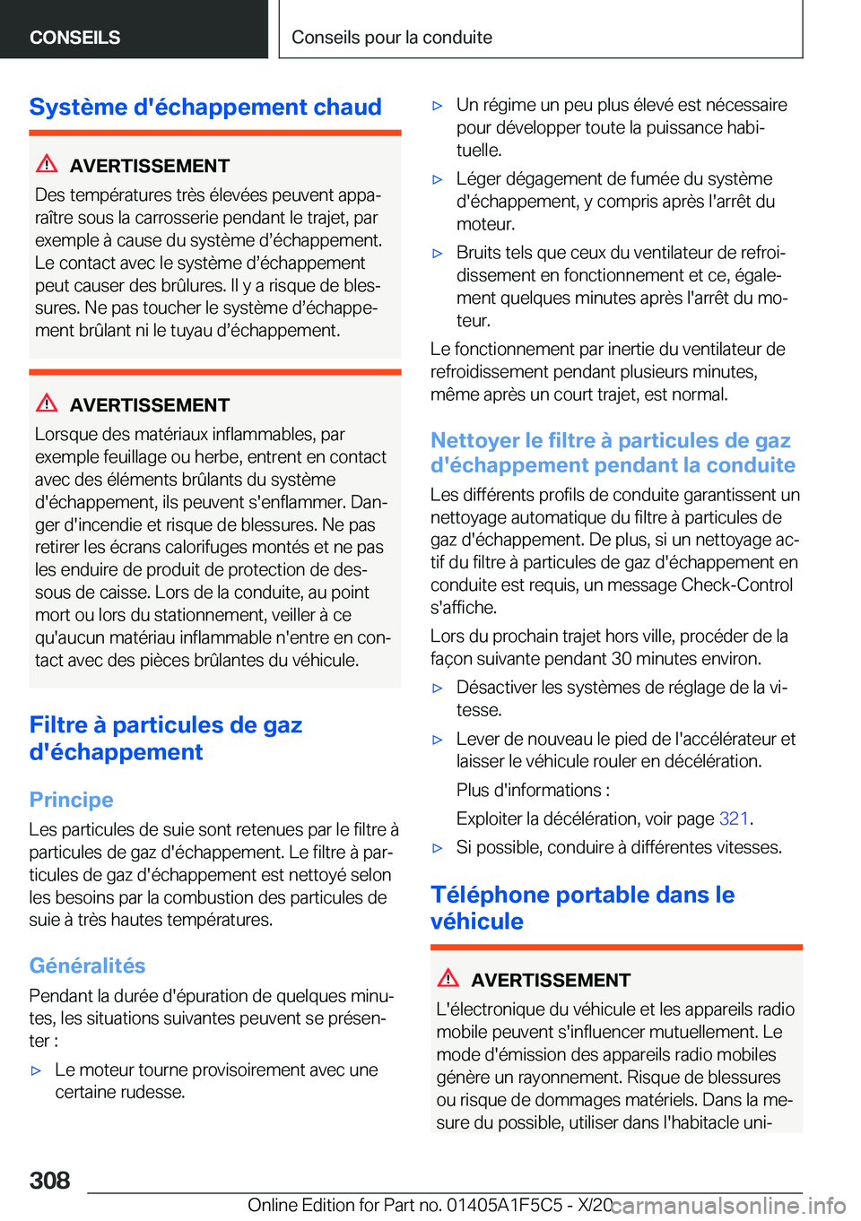 BMW X4 M 2021  Notices Demploi (in French) �S�y�s�t�è�m�e��d�'�é�c�h�a�p�p�e�m�e�n�t��c�h�a�u�d
�A�V�E�R�T�I�S�S�E�M�E�N�T
�D�e�s��t�e�m�p�é�r�a�t�u�r�e�s��t�r�è�s��é�l�e�v�é�e�s��p�e�u�v�e�n�t��a�p�p�aj
�r�a�