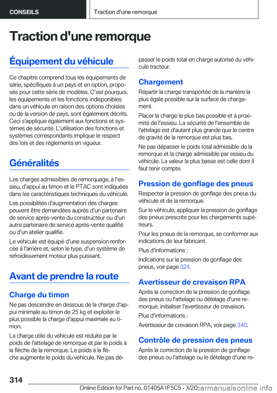 BMW X4 M 2021  Notices Demploi (in French) �T�r�a�c�t�i�o�n��d�'�u�n�e��r�e�m�o�r�q�u�e�