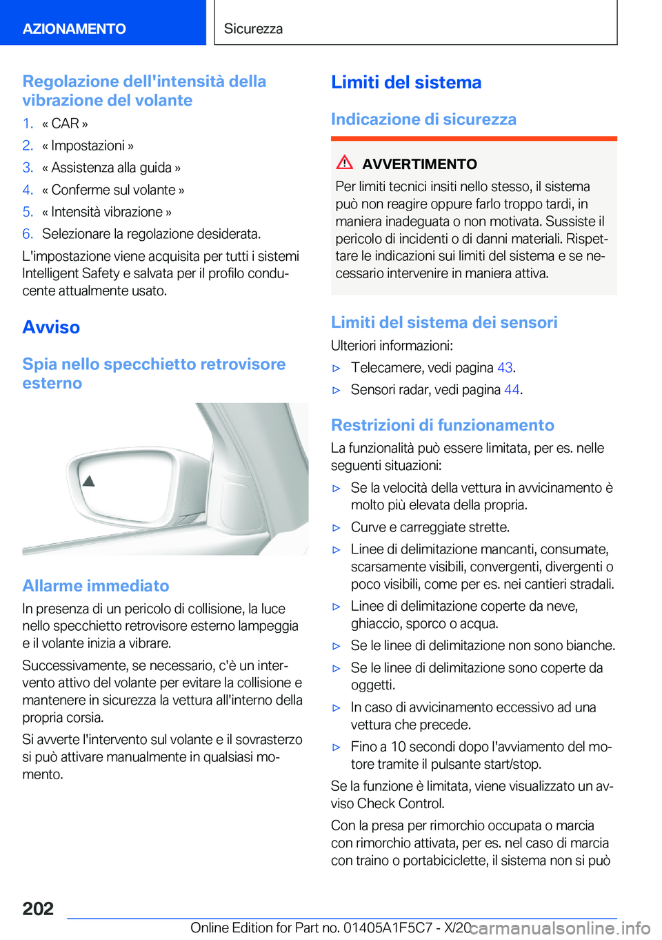 BMW X4 M 2021  Libretti Di Uso E manutenzione (in Italian) �R�e�g�o�l�a�z�i�o�n�e��d�e�l�l�'�i�n�t�e�n�s�i�t�
