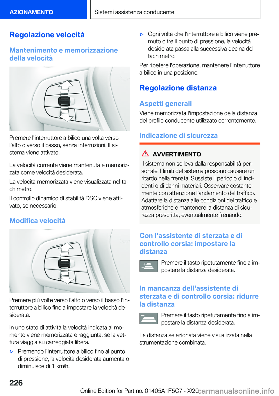BMW X4 M 2021  Libretti Di Uso E manutenzione (in Italian) �R�e�g�o�l�a�z�i�o�n�e��v�e�l�o�c�i�t�