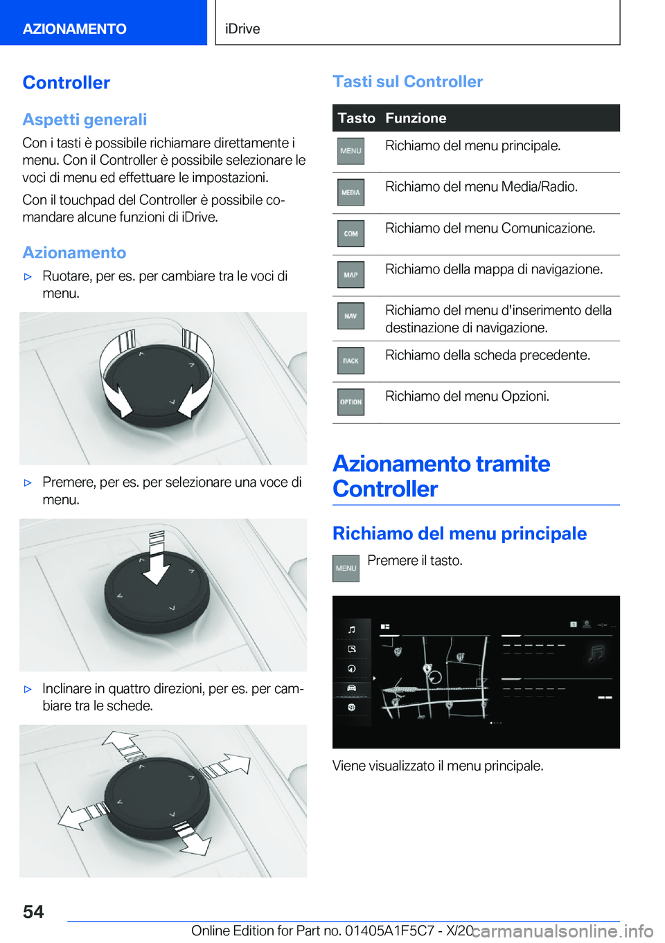 BMW X4 M 2021  Libretti Di Uso E manutenzione (in Italian) �C�o�n�t�r�o�l�l�e�r�A�s�p�e�t�t�i��g�e�n�e�r�a�l�i
�C�o�n��i��t�a�s�t�i��è��p�o�s�s�i�b�i�l�e��r�i�c�h�i�a�m�a�r�e��d�i�r�e�t�t�a�m�e�n�t�e��i �m�e�n�u�.��C�o�n��i�l��C�o�n�t�r�o�l�l�e�r�