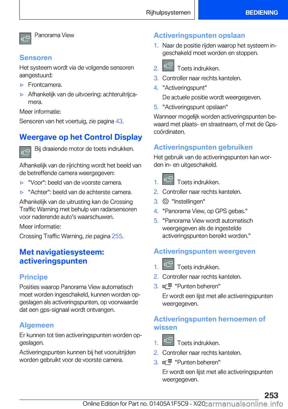 BMW X4 M 2021  Instructieboekjes (in Dutch) �P�a�n�o�r�a�m�a��V�i�e�w
�S�e�n�s�o�r�e�n
�H�e�t��s�y�s�t�e�e�m��w�o�r�d�t��v�i�a��d�e��v�o�l�g�e�n�d�e��s�e�n�s�o�r�e�n
�a�a�n�g�e�s�t�u�u�r�d�:'x�F�r�o�n�t�c�a�m�e�r�a�.'x�A�f�h�a�n�