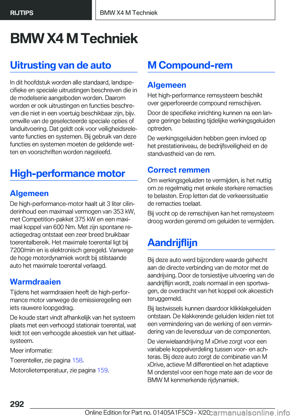 BMW X4 M 2021  Instructieboekjes (in Dutch) �B�M�W��X�4��M��T�e�c�h�n�i�e�k�U�i�t�r�u�s�t�i�n�g��v�a�n��d�e��a�u�t�o
�I�n��d�i�t��h�o�o�f�d�s�t�u�k��w�o�r�d�e�n��a�l�l�e��s�t�a�n�d�a�a�r�d�,��l�a�n�d�s�p�ej�c�i�f�i�e�k�e��e�n��s�