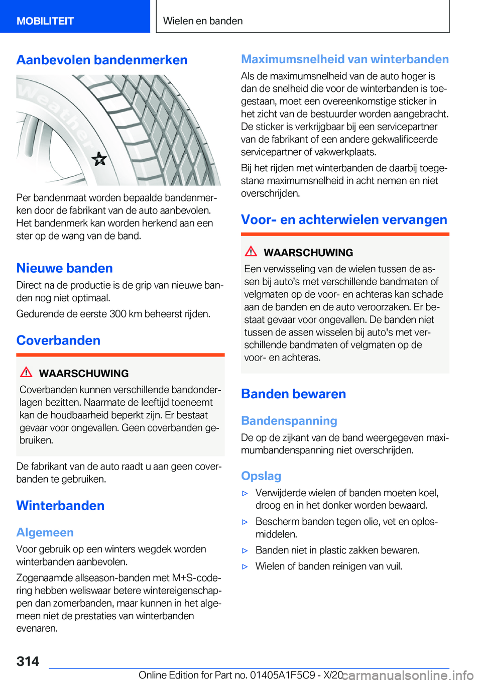 BMW X4 M 2021  Instructieboekjes (in Dutch) �A�a�n�b�e�v�o�l�e�n��b�a�n�d�e�n�m�e�r�k�e�n
�P�e�r��b�a�n�d�e�n�m�a�a�t��w�o�r�d�e�n��b�e�p�a�a�l�d�e��b�a�n�d�e�n�m�e�rj
�k�e�n��d�o�o�r��d�e��f�a�b�r�i�k�a�n�t��v�a�n��d�e��a�u�t�o��a