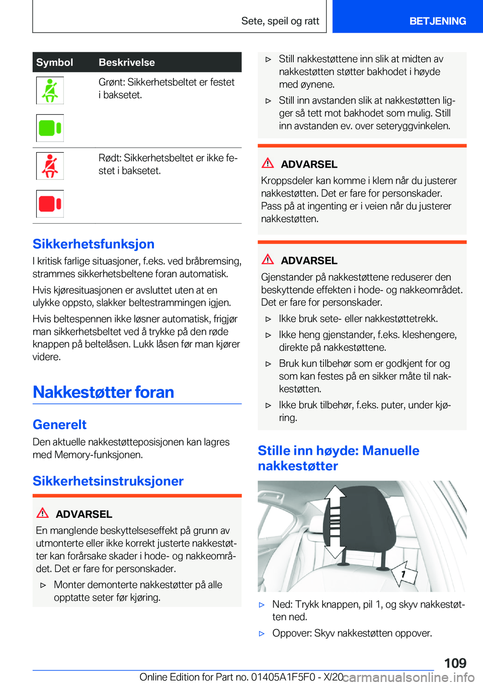 BMW X4 M 2021  InstruksjonsbØker (in Norwegian) �S�y�m�b�o�l�B�e�s�k�r�i�v�e�l�s�e�G�r�
