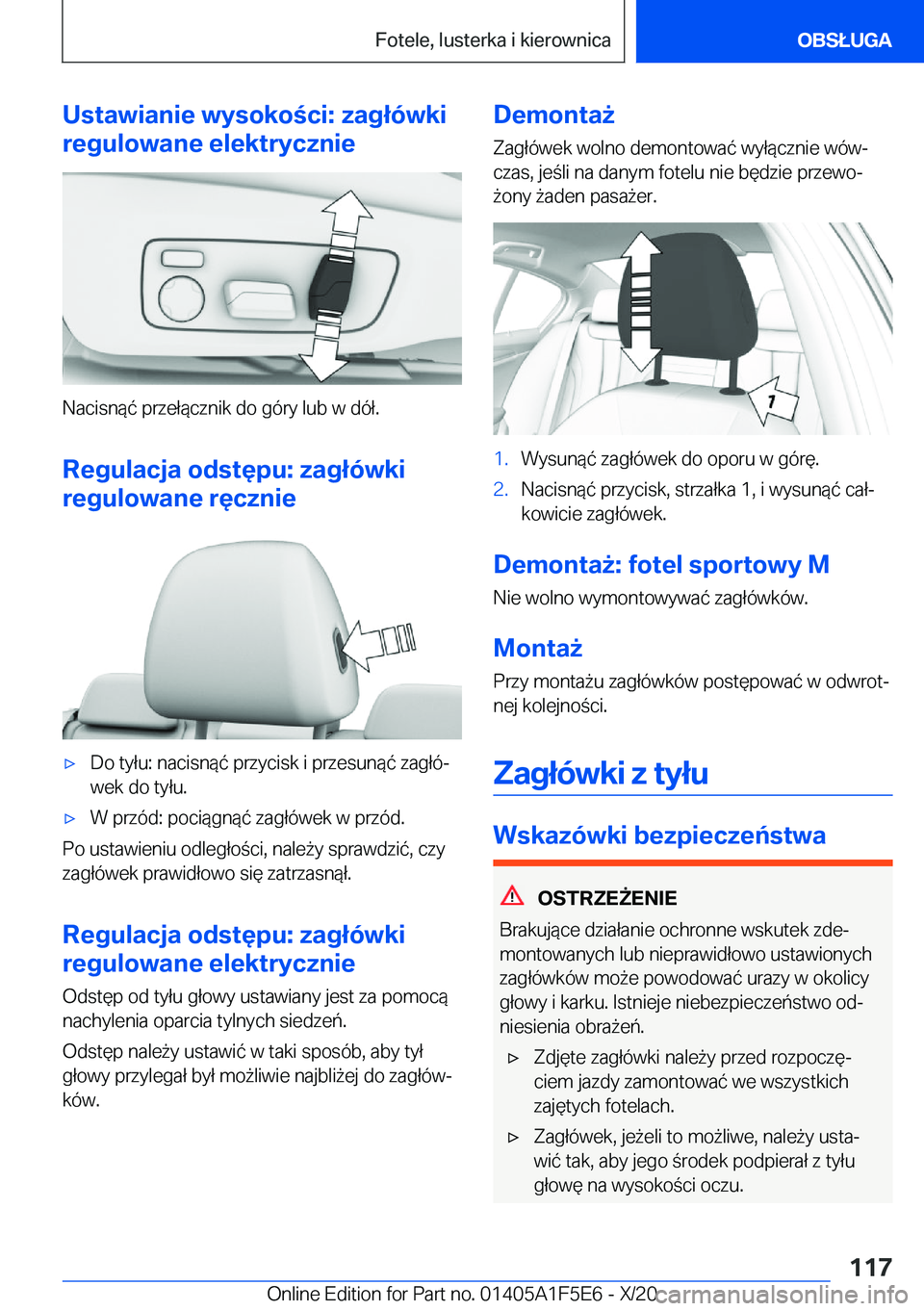 BMW X4 M 2021  Instrukcja obsługi (in Polish) �U�s�t�a�w�i�a�n�i�e��w�y�s�o�k�o�c�i�:��z�a�g�ł�