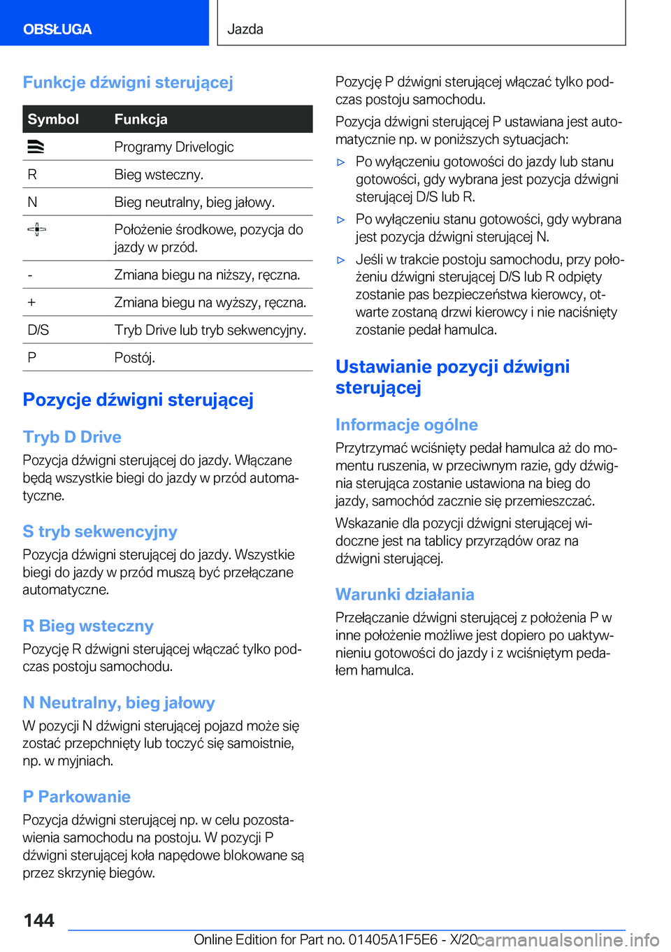 BMW X4 M 2021  Instrukcja obsługi (in Polish) �F�u�n�k�c�j�e��d7�w�i�g�n�i��s�t�e�r�u�j�ą�c�e�j�S�y�m�b�o�l�F�u�n�k�c�j�a��P�r�o�g�r�a�m�y��D�r�i�v�e�l�o�g�i�c�R�B�i�e�g��w�s�t�e�c�z�n�y�.�N�B�i�e�g��n�e�u�t�r�a�l�n�y�,��b�i�e�g��j�a�ł