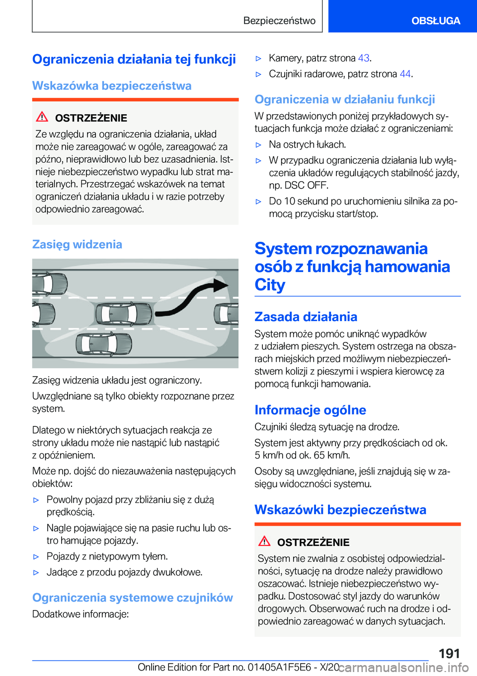 BMW X4 M 2021  Instrukcja obsługi (in Polish) �O�g�r�a�n�i�c�z�e�n�i�a��d�z�i�a�ł�a�n�i�a��t�e�j��f�u�n�k�c�j�i�W�s�k�a�z�