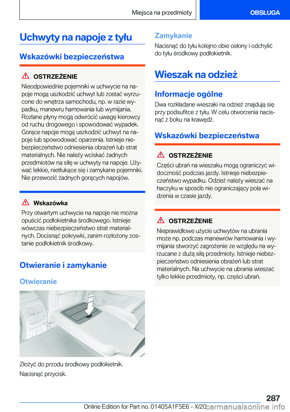 BMW X4 M 2021  Instrukcja obsługi (in Polish) �U�c�h�w�y�t�y��n�a��n�a�p�o�j�e��z��t�y�ł�u
�W�s�k�a�z�
