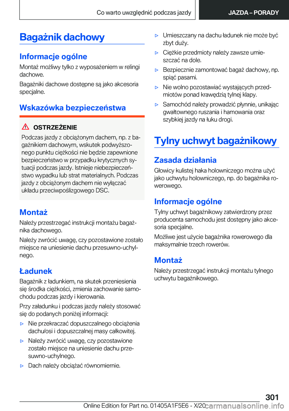 BMW X4 M 2021  Instrukcja obsługi (in Polish) �B�a�g�a9�n�i�k��d�a�c�h�o�w�y
�I�n�f�o�r�m�a�c�j�e��o�g�