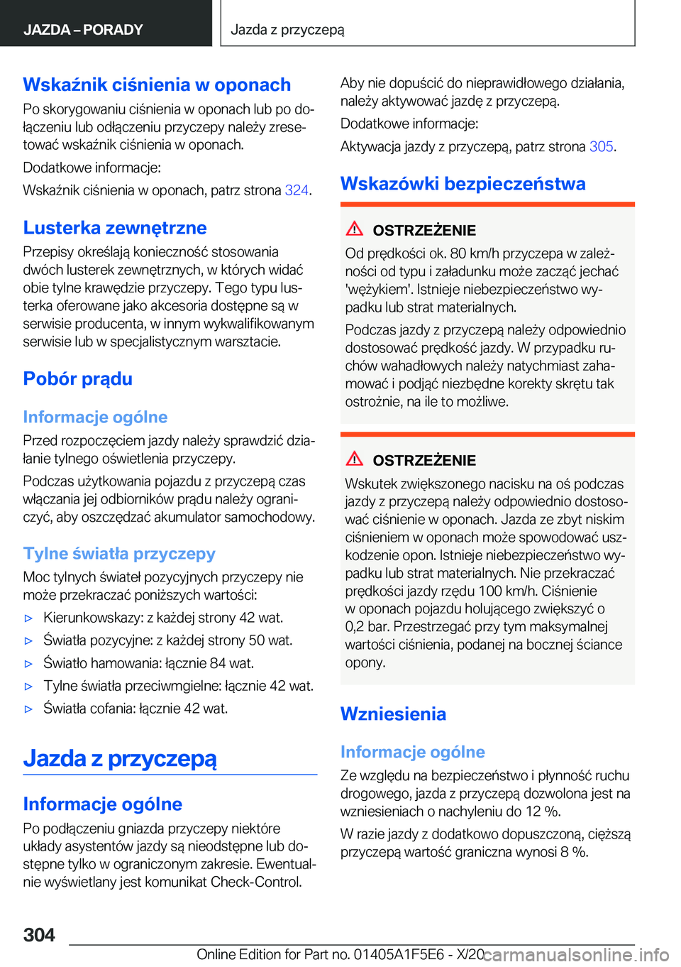 BMW X4 M 2021  Instrukcja obsługi (in Polish) �W�s�k�a7�n�i�k��c�i�n�i�e�n�i�a��w��o�p�o�n�a�c�h�P�o��s�k�o�r�y�g�o�w�a�n�i�u��c�i�n�i�e�n�i�a��w��o�p�o�n�a�c�h��l�u�b��p�o��d�oj�ł�