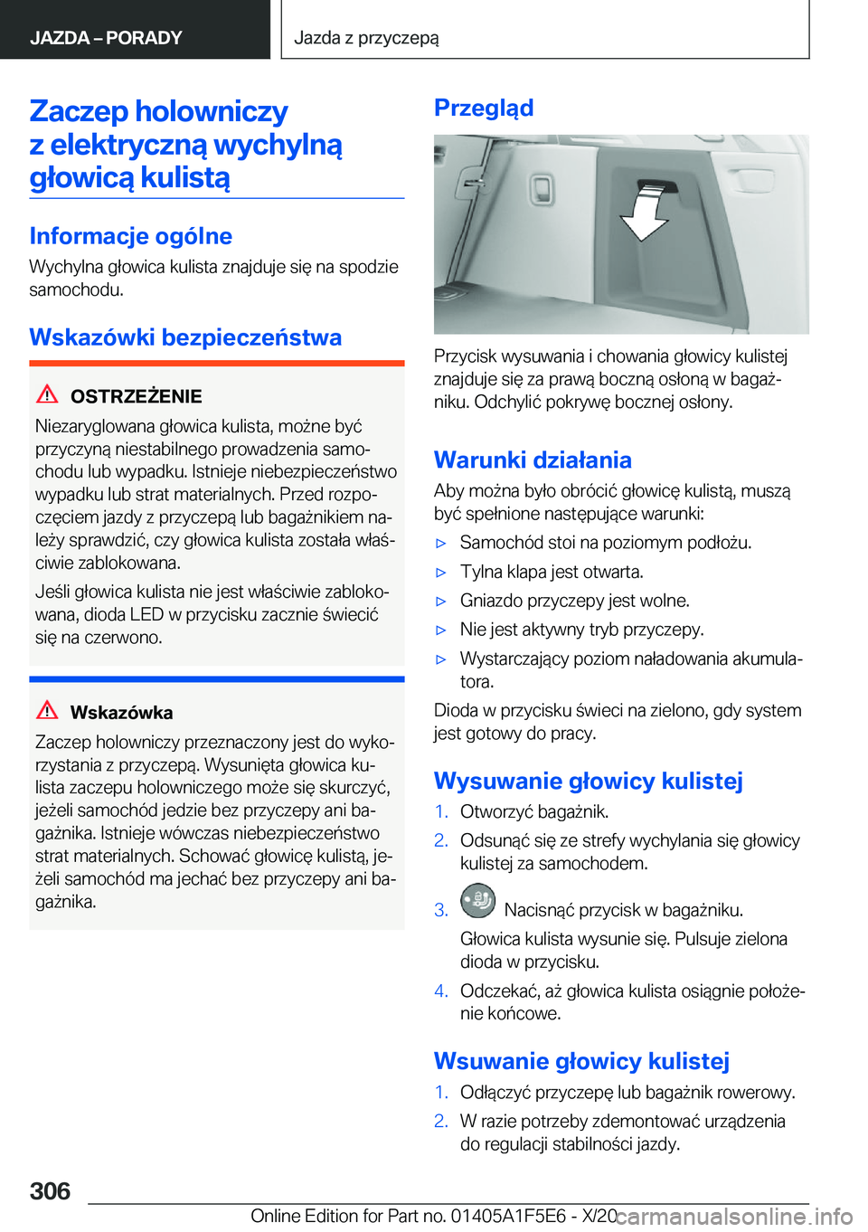 BMW X4 M 2021  Instrukcja obsługi (in Polish) �Z�a�c�z�e�p��h�o�l�o�w�n�i�c�z�y�z��e�l�e�k�t�r�y�c�z�n�ą��w�y�c�h�y�l�n�ą�g�ł�o�w�i�c�ą��k�u�l�i�s�t�ą
�I�n�f�o�r�m�a�c�j�e��o�g�